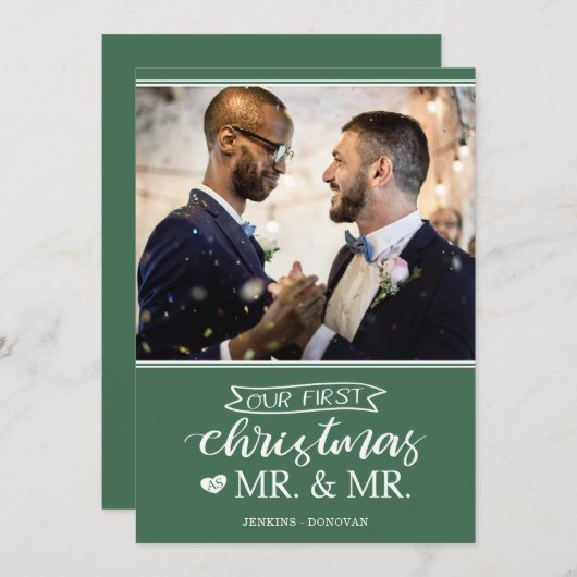 Cartes Pour Fêtes Annuelles Notre premier Noël en tant que monsieur & monsieur (Devant / Derrière)