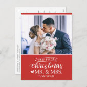 Cartes Pour Fêtes Annuelles Notre premier Noël en tant que Mr & Mrs jeunes mar (Devant / Derrière)