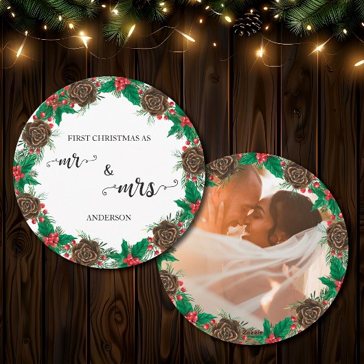 Cartes Pour Fêtes Annuelles Notre premier Noël en tant que Mr & Mrs Newlyweds