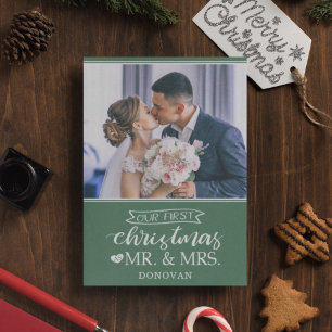 Cartes Pour Fêtes Annuelles Notre premier Noël en tant que Mr & Mrs newlyweds