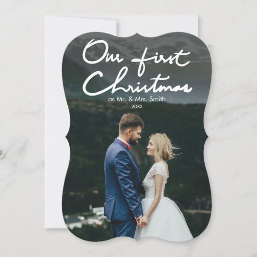 Cartes Pour Fêtes Annuelles Notre premier Noël en tant que Mr & Mrs. | Photo d (Devant)