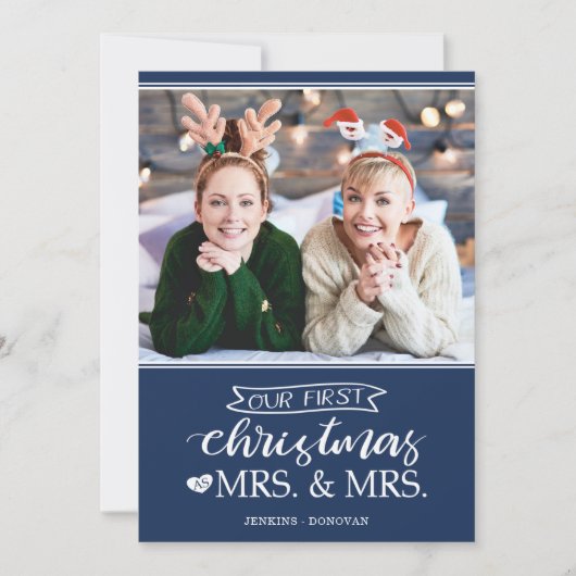 Cartes Pour Fêtes Annuelles Notre premier Noël en tant que mrs & mrs lgbt Holi (Devant)