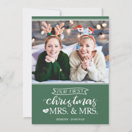 Cartes Pour Fêtes Annuelles Notre premier Noël en tant que mrs & mrs lgbt Holi (Devant)