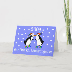 Cartes Pour Fêtes Annuelles Notre premier Noël Ensemble 2009 (Pingouins GLBT)