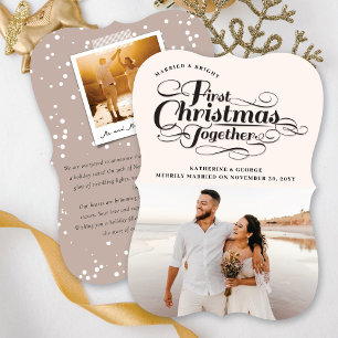 Cartes Pour Fêtes Annuelles Notre premier Noël ensemble noir photo Script
