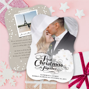 Cartes Pour Fêtes Annuelles Notre premier Noël ensemble noir photo Script
