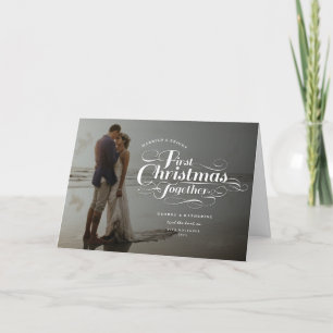Cartes Pour Fêtes Annuelles Notre premier Noël ensemble photo de script blanc