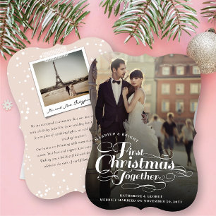 Cartes Pour Fêtes Annuelles Notre premier Noël ensemble photo de script blanc