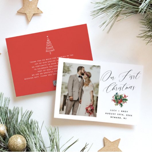 Cartes Pour Fêtes Annuelles Notre premier Noël | Script moderne photo nouvelle