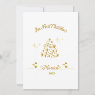 Cartes Pour Fêtes Annuelles Notre Premier Noël S'Est Marié.