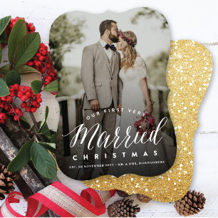 Cartes Pour Fêtes Annuelles Notre premier Noël très marié Mr & Mrs Mariage