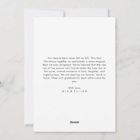 Cartes Pour Fêtes Annuelles Notre première photo côtière de Noël Mariée (Dos)