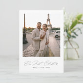 Cartes Pour Fêtes Annuelles Notre première photo de Noël Elegant Script (Debout devant)