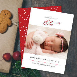 Cartes Pour Fêtes Annuelles Notre Star de Noël Stylish Baby Photo Naissance mo