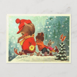 Cartes Pour Fêtes Annuelles Nounours, amusez-vous dans la neige, Noël