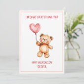 Cartes Pour Fêtes Annuelles Nounours Enfants Mignons Rose Saint-Valentin Joyeu (Debout devant)