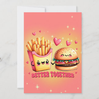 Cartes Pour Fêtes Annuelles Nous Appartenons Ensemble Burger Et Fries Amour