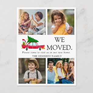 Cartes Pour Fêtes Annuelles Nous avons déménagé 4 Photo Collage Voiture Rouge