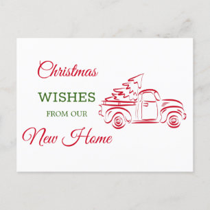 Cartes Pour Fêtes Annuelles Nous avons déménagé Red Christmas camion ligne de
