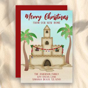 Cartes Pour Fêtes Annuelles Nous avons déménagé Sandcastle New Beach Accueil N