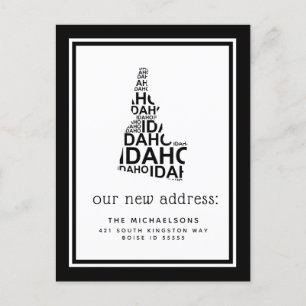 Cartes Pour Fêtes Annuelles Nous avons déménagé   Typographie de l'Idaho