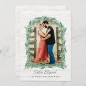 Cartes Pour Fêtes Annuelles Nous Elopés Pine Bough Arch Frame avec photo (Devant / Derrière)