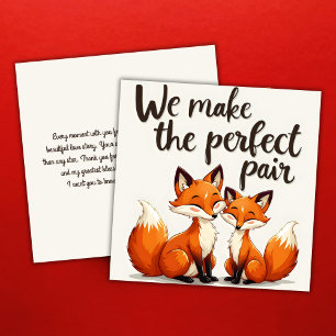 Cartes Pour Fêtes Annuelles Nous faisons la parfaite paire mignonne Fox Saint