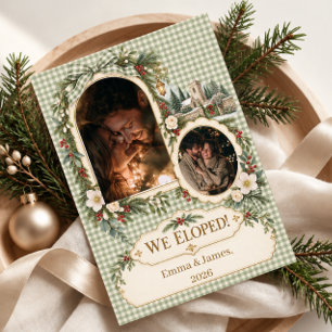 Cartes Pour Fêtes Annuelles Nous nous sommes enfuis pour Noël Annonce de photo