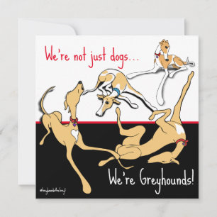 Cartes Pour Fêtes Annuelles Nous sommes Greyhounds ! Thème noir, blanc et roug