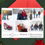 Cartes Pour Fêtes Annuelles nous vous souhaitons MERRY NOËL | 6 Collage photo<br><div class="desc">nous vous souhaitons MERRY NOËL | 6 Photo Collage Carte de vacances. Cette carte branchée comprend un collage photo de 6 photos de famille sur le devant avec texte et arrière - plan personnalisés.</div>