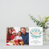 Cartes Pour Fêtes Annuelles Nous vous souhaitons un joyeux Noël Turquoise Phot (Debout devant)