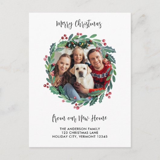 Cartes Pour Fêtes Annuelles Nouveau Accueil Photo Verdure Wreath Christmas Mov (Devant)