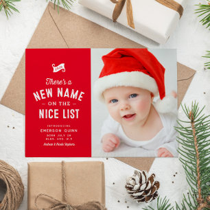 Cartes Pour Fêtes Annuelles Nouveau bébé mignon deux photo rouge Noël