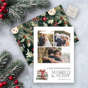 Cartes Pour Fêtes Annuelles Nouveau Chapitre Marié & Joyeux Nouveau Bow 3 Phot