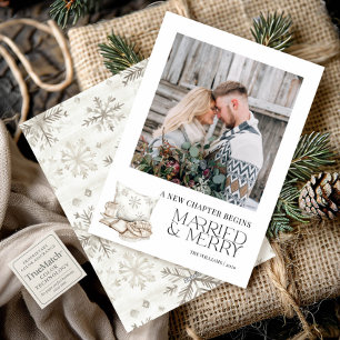 Cartes Pour Fêtes Annuelles Nouveau chapitre Marié Merry Neutre Flocon de neig