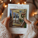 Cartes Pour Fêtes Annuelles Nouveau Début Noël Porche avant J'ai déménagé<br><div class="desc">Carte de Noël de la nouvelle maison pour informer tous vos amis et connaissances de votre changement d'adresse. Le design comprend un port avant accueillant et festif décoré pour noël avec des lumières chaudes et douillettes et, une forêt enneigée dans l'arrière - plan. Le texte dit "célébrer de nouveaux débuts...</div>