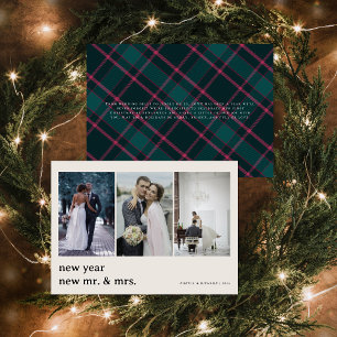 Cartes Pour Fêtes Annuelles Nouveau M. & Mme   Mariage Tartan vert et rose