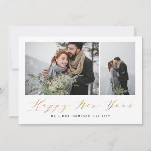 CARTES POUR FÊTES ANNUELLES NOUVEAUX DÉBUTS HEUREUX OR DE NOUVELLE ANNÉE