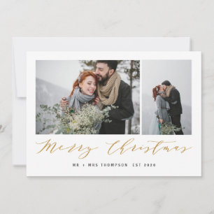 CARTES POUR FÊTES ANNUELLES NOUVEAUX DÉBUTS MERRY NOËL OR