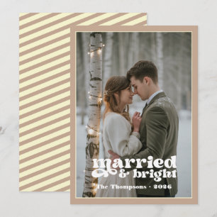Cartes Pour Fêtes Annuelles Nouveaux Mariés Noël Crème & Latte