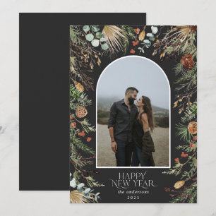 Cartes Pour Fêtes Annuelles Nouvel an 1 arche photo aquarelle botanique floral