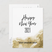 Cartes Pour Fêtes Annuelles Nouvel An 2021 | Entreprise Or Abstrait (Devant / Derrière)