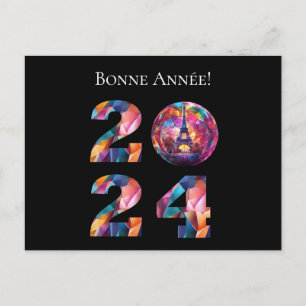 Cartes Pour Fêtes Annuelles Nouvel An 2024 Eve-Paris, Tour France-Eiffel-
