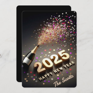Cartes Pour Fêtes Annuelles Nouvel An 2025 Gold & Black
