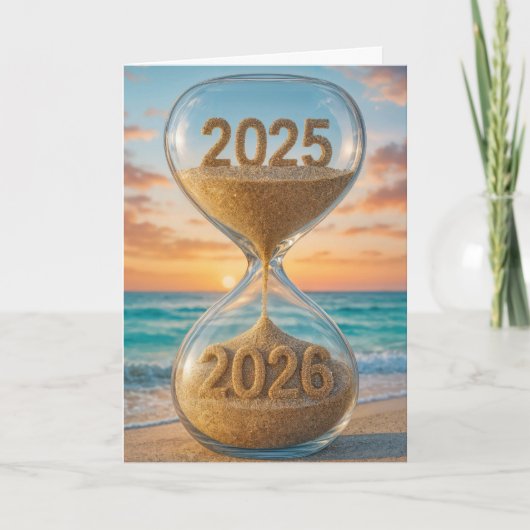 Cartes Pour Fêtes Annuelles Nouvel An 2026 Beach Horglass (Devant)