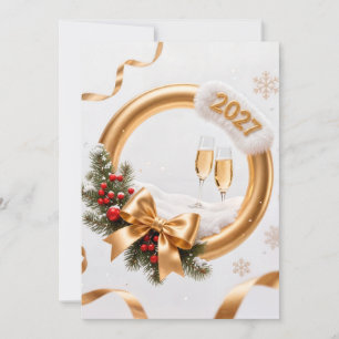 Cartes Pour Fêtes Annuelles Nouvel an 2027 or pétillant et champagne vacances