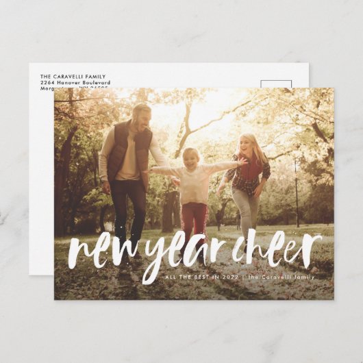 Cartes Pour Fêtes Annuelles Nouvel an applaudissez les lettres de brosse moder (Devant / Derrière)