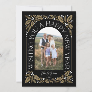 Cartes Pour Fêtes Annuelles Nouvel An Arch Berry Golden 3 Photo Collage