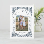 Cartes Pour Fêtes Annuelles Nouvel An Arch Berry Navy 3 Photo Collage (Debout devant)