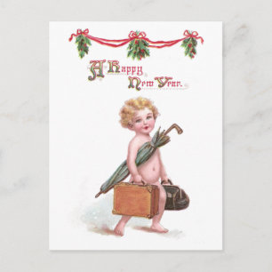 Cartes Pour Fêtes Annuelles Nouvel An bébé avec Valise Nouvel An Vintage